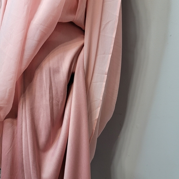 Sleeveless Blush Pink Lace Top A-Line Chiffon Formal Gown - Picture 4 of 15